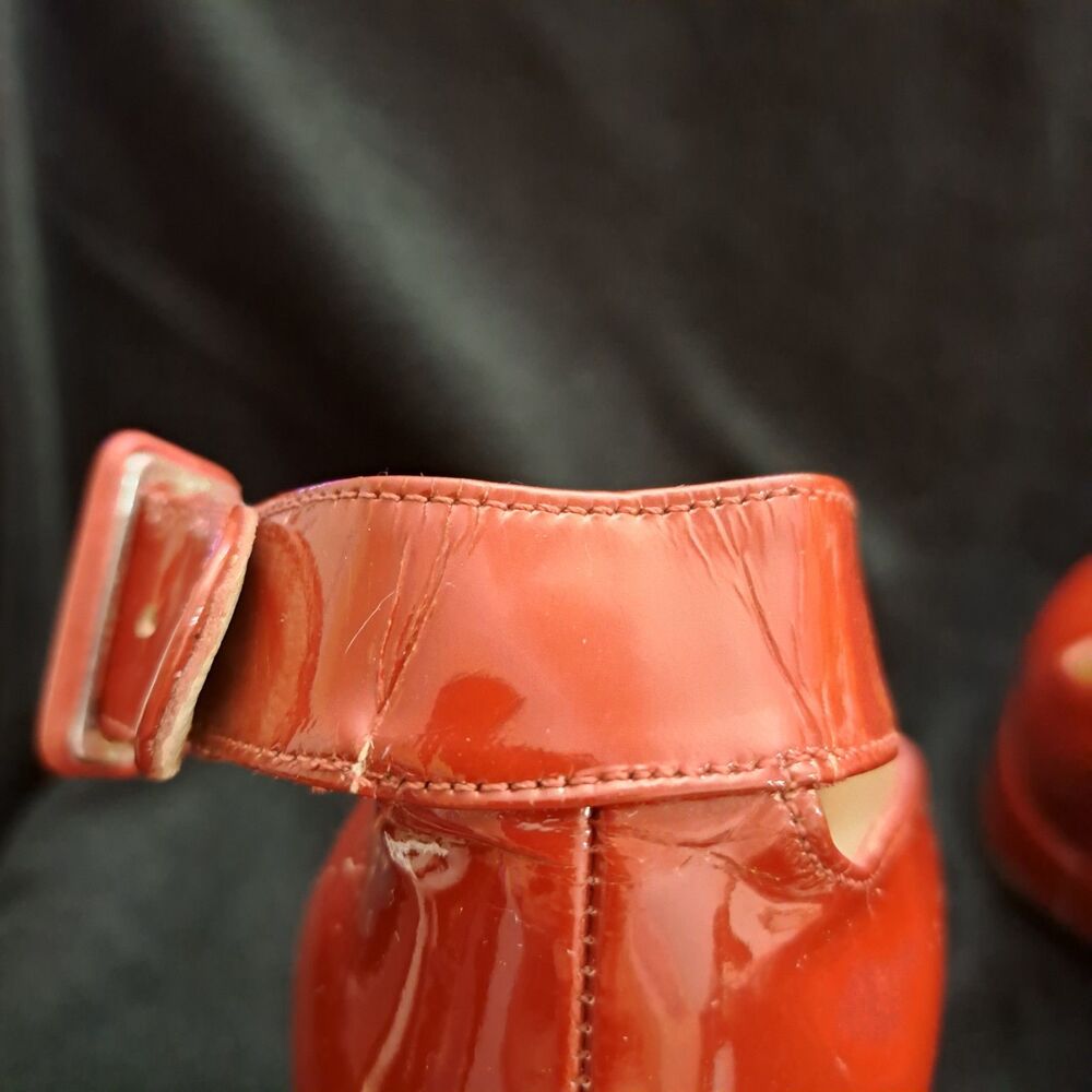 Vintage Robert Clergerie Tulam Red Baby Doll Style Patent Leather Sz 8 B Wedges - Picture 7 of 12
